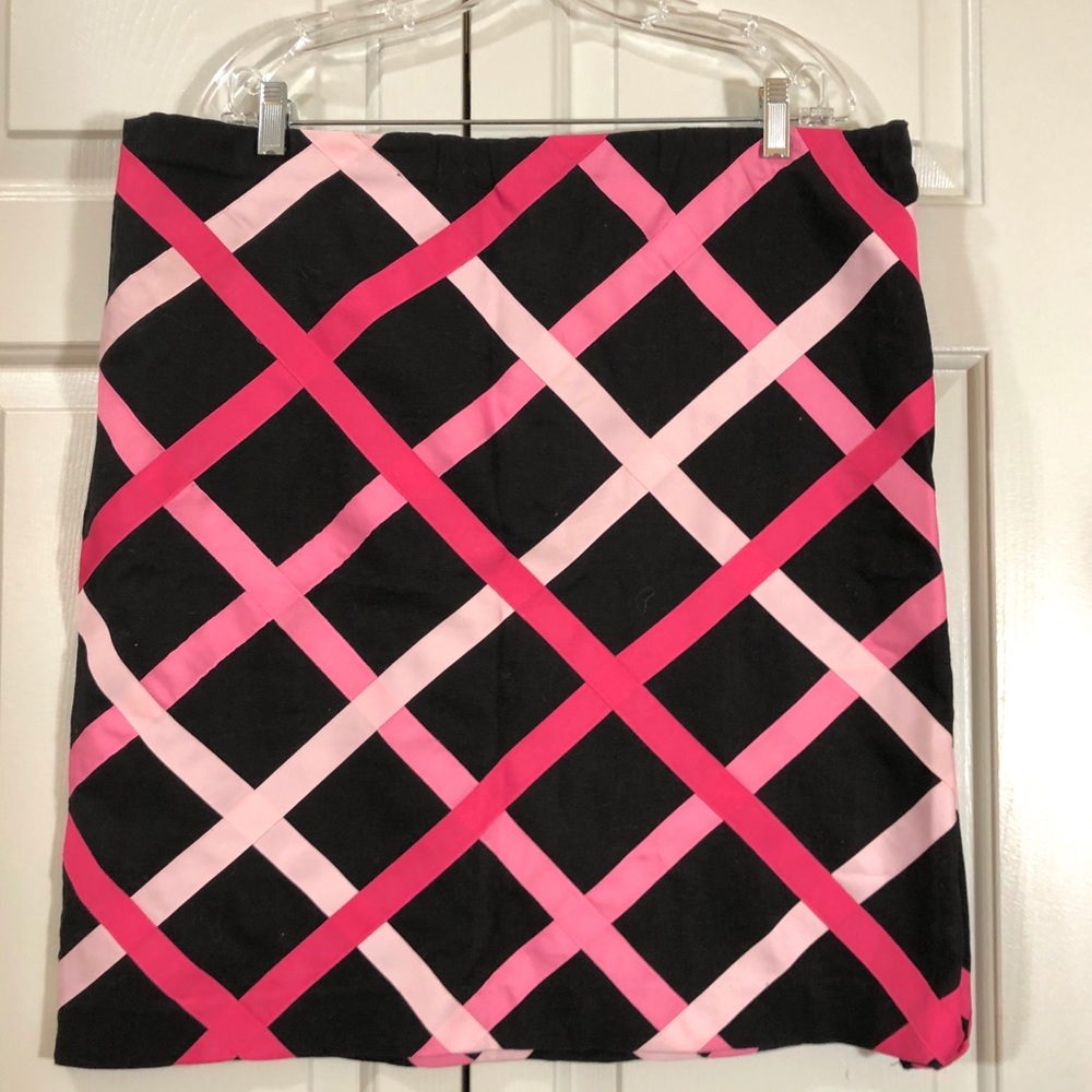 Vintage Victor Costa Crisscrossed Ribbons Skirt Pink White Black Sz 20 - Picture 3 of 4